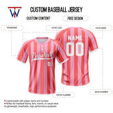 Custom Pink-Rose Stripe Two-Button Baseball Jersey